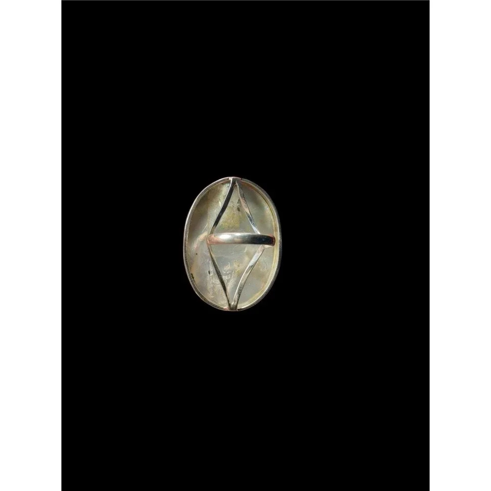 Unique Natural Cameo Shell Ring 925Sterling Silver Size 7.5 & 12 gram